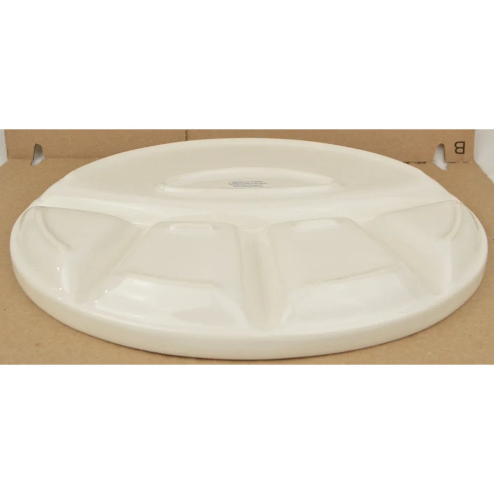 Williams Sonoma White Divided Fondue Plates 11.5